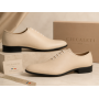 pantofi barbati eleganti bej din piele naturala dintr-o bucata cu siret GKR51TSB